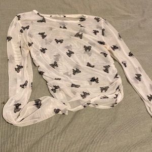 Transparent mesh butterfly undershirt